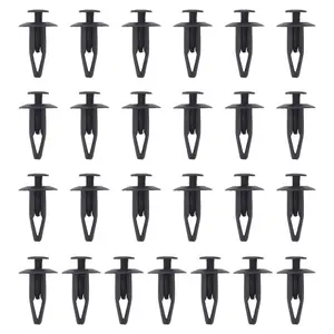 25Pcs Plastic Rivets Fastener Car Bumper Push Clips 32mm Long Black