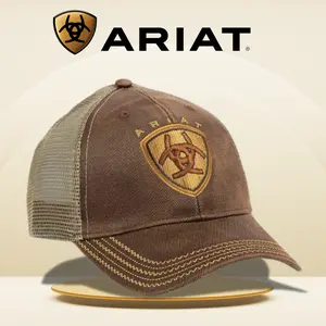 Ariat Oilskin Trucker Hat for Men – Breathable Mesh, Classic Western Aesthetic, Snapback Fit, and Rugged Logo – Ideal Cap for Outdoor Work & Play