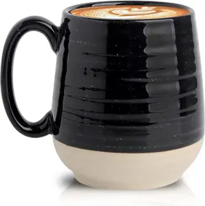 HASENSE Large 20 oz Ceramic Coffee Mug, Matte Black Jumbo Mug with Ergonomic Handle, Ideal for Morning Coffee, Work Desk, Home Relaxing, Camping Trips and Cozy Nights, Microwave Dishwasher Safe