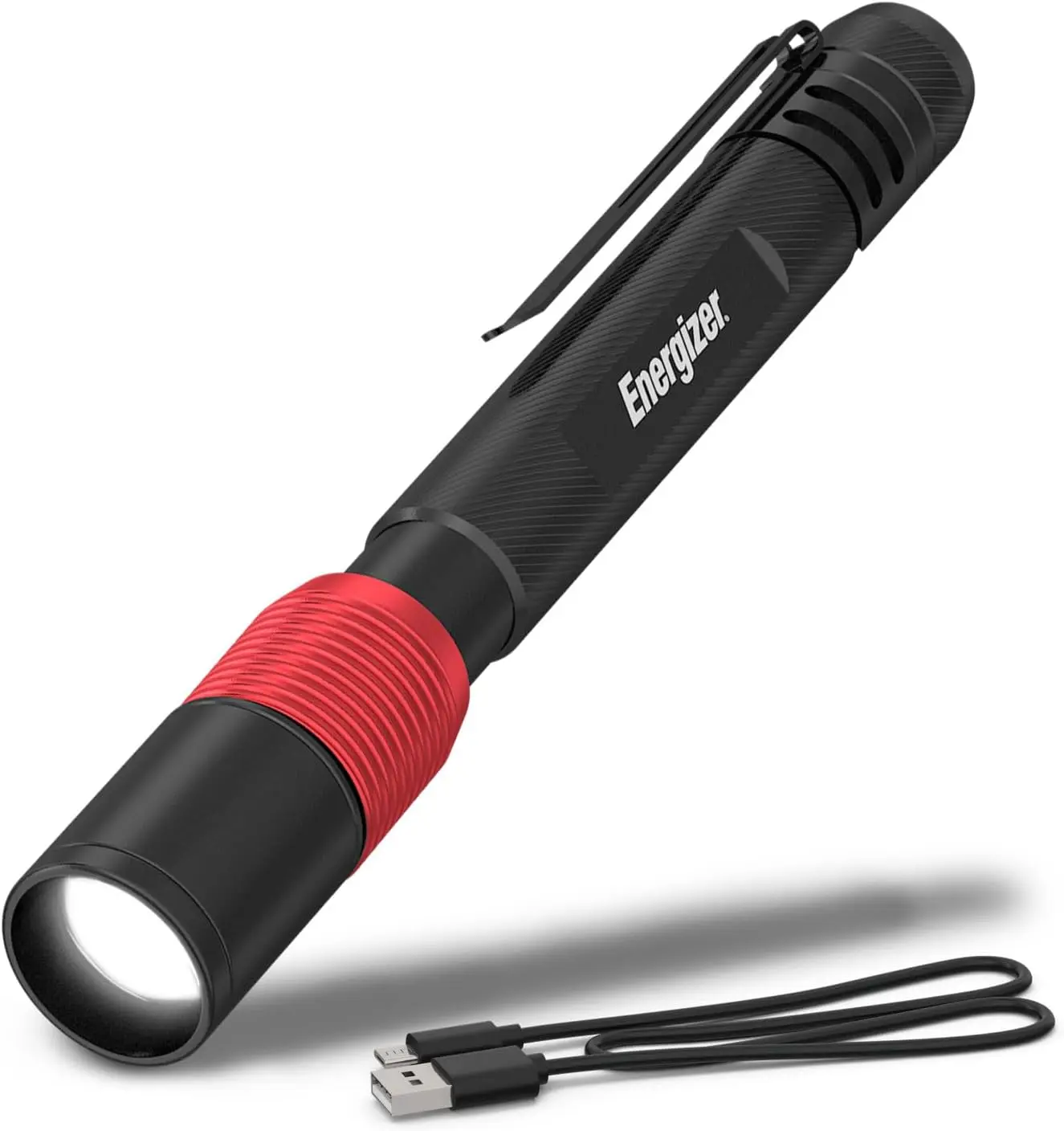 Energizer Rechargeable Pen Light, 400 Lumens, IPX4 Water-Resistant, Lightweight Metal Compact Flashlight, Best Indoor and Outdoor Rechargeable Flashlight, Built-in Battery
