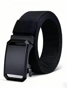 New 2 Piece Canvas Nylon Belt Set, Versatile No-Hole Automatic Buckle Waistband, Lightweight Ultra-Thin Durable Unisex Belts