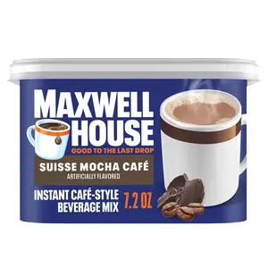 Suisse Mocha Cafe Instant Coffee Mix - Milk & Creamer-Infused Coffee Flavor, Easy to Prepare, 1 7.2 oz Kosher Dairy Canister, Cupboard-Storable Morning or Afternoon Treat