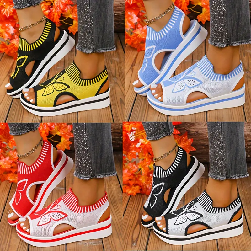 Women's Summer Sports Slides - Breathable Sole, Knit Mesh Hollow, Animal Print, Slip-On Type, Versatile Fabric, Comfortable for Casual Wear