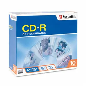 Verbatim  CD-R Discs 700MB/80min 52x with Slim Jewel Cases Silver 10 Pack