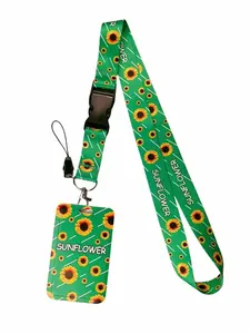 Official Invisible Disability Radar Portable Keychain with Sunflower Lanyard and ID Holder, Sunflower Pattern, Special Needs Support Accessories, Casual Style