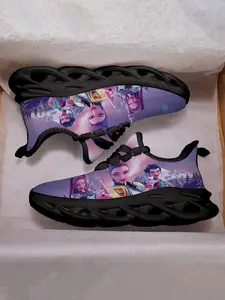 Unisex K-Pop Print Eva Sneakers Trainer, Comfortable Lightweight Casual Sports Shoes for All Seasons, Textile Upper & Less Than Ankle Height Design