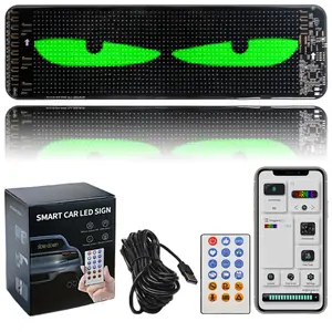 Devil Eyes Light for Cars1 Pack , 13.7in*4.01in Dynamic Eye Lights Programmable LED Eyes for Car Truck, Ultra-Thin Flexible Windshield Eyes Animated LED Display Screen, Remote & APP Contro