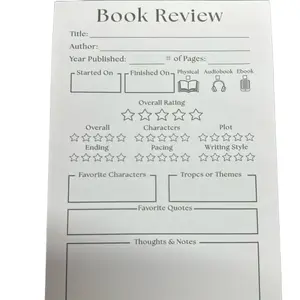Book Review Note Pad - 40 Sheets, Approx. 6x4, Ideal for Book Reviews and Journaling, Perfect Gift for Readers