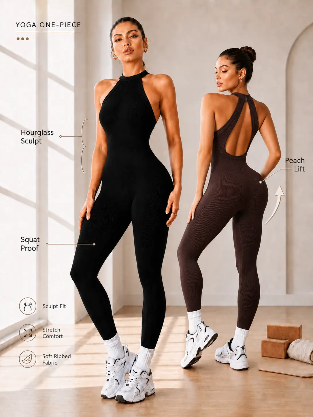 YMZFIT Women's Shaping Bodysuit - Lightweight Seamless Backless Elastane Sports Compression Garment, All-Seasons Basic Casual Wear for Yoga, Night Out