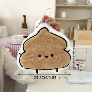 Thick Ultra-Soft Polyester Hand Towel, Cartoon Smiley Design, Large Size for Bathroom and Kitchen, Hand Wash Only, Durable and Hygienic