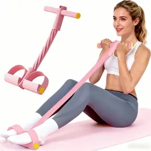 6-Strand Heavy Duty Abdominal Crunch Fitness Equipment - Leg & Core Workout, Sit-Up Assist, Home Gym Exercise, Non-Slip Foot Pedal & Resistance Bands (Portable)