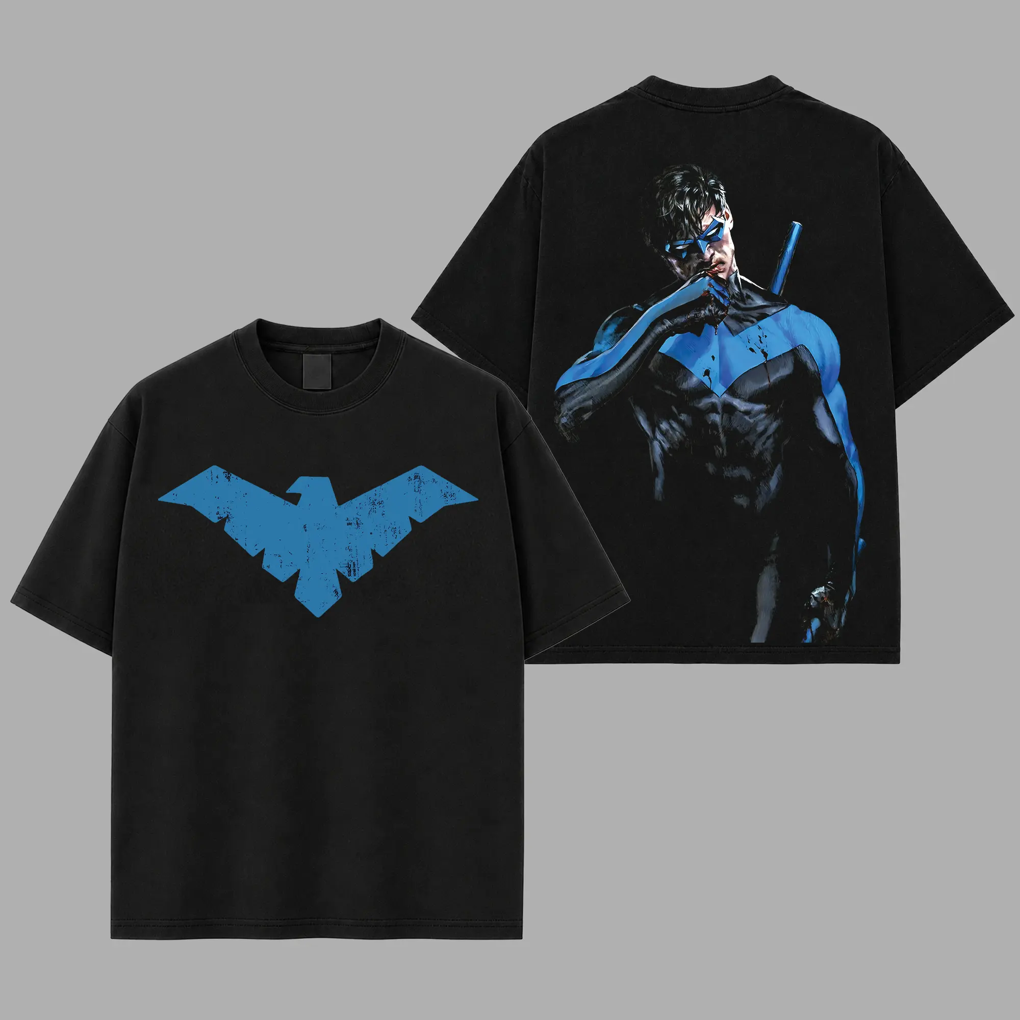 Nightwing T-Shirt, Blue Bat Hero Graphic Tee, Gotham Vigilante Fan Shirt, Dark Comic Character Apparel, Retro Superhero Streetwear Merch, Unisex Cotton Graphic Tee