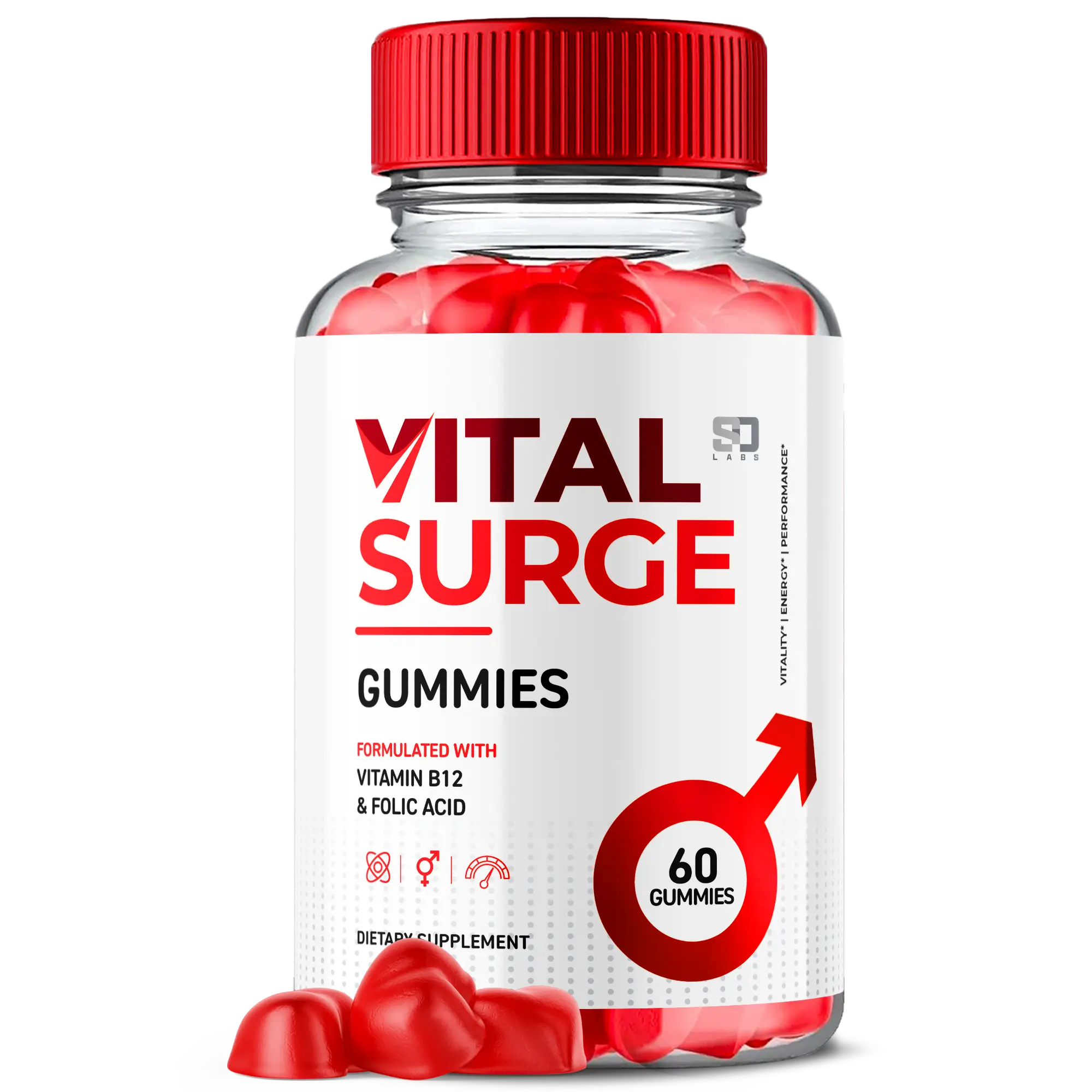 Vital Surge Gummies Advanced Formula Supplement with Extra Strengh Ingredients, 60 Gummies per Bottle Edible Dietary