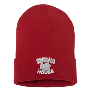 Swisha House Beanie beanie hat logo stitched on the front - 100% Cotton- 12" Knit.