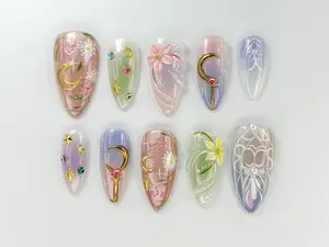 Sailor Moon Press On Nails | Pastel Magical Girl Nail Art | Iridescent Anime Design | Kawaii Anime Press On | Handmade Cosplay Nail