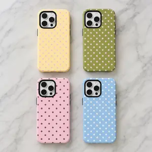 Elegant Retro Colorful Polka Dot 2-in-1 PBT+TPU Phone Case - Shockproof, Anti-Slip, Anti-Yellowing Cover for iPhone 17,16,15,14,13,12,11 Pro,ProMax,Plus,Air Series & Samsung (Spring, Summer Use)