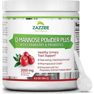 D-Mannose Powder Plus, 2000 mg, 67 Servings, Plus 5 Billion CFU Probiotics & Pure Cranberry Juice Extract, Free Scoop, Healthy Urinary Tract UTI Support, 6.5 Oz
