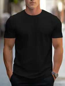 's Slim Fit Short Sleeve T-Shirt - Solid White Round Neck Casual Shirt, Breathable All-Season Wear, Durable & Wrinkle-Resistant Fabric, Machine Washable for Office, Vacation, Gym - Versatile Everyday Basic Top