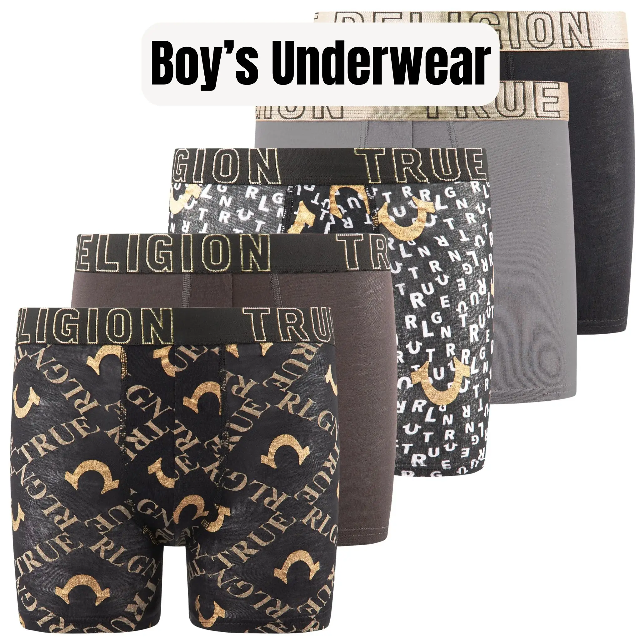 True Religion Boys Underwear 5 Pack Boxer Briefs for Boys 6-18 Durable Stretch Breathable Moisture Wicking