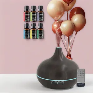 550ml Aromatherapy Diffuser with 6 Essential Oils  Wood Grain Ultrasonic Humidifier, Remote Control & 7 Color LED Light  Ideal for Christmas, Birthday & Housewarming air  purifier