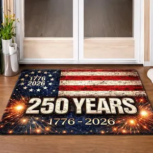 US Independence Commemorative Flag Rug, All-Surface Doormats, Non-Slip Rubber Backing, Machine Washable, Durable Indoor/Outdoor Entry Mat for Front Door, Kitchen