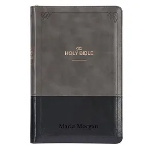 Custom KJV Gray Black Standard Size Two Tone Holy Bible Small Print - Tiktok