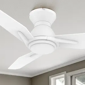 Brooks Flush Mount Smart Ceiling Fan with LED Light Outdoor/Indoor 48 inch