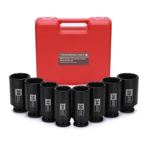 #Summervibes CASOMAN 8PCS 1/2" Deep Axle Nut Impact Socket Set CR-MO 12 Point Design Metric 29-39mm Heavy Duty Tool Hex Combination Wrench with Storage Case