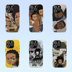 Boondocks Huey and Riley Cartoon Phone Case For iPhone 17 Pro Max 16, 15, 14 and Galaxy S25 S24, Durable TPU Lining Protector with High Quality Dope Anime Fan Gift Printing