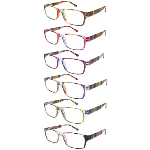 6 Pack Reading Glasses Unisex Blue Light Blocking Spring Hinge Computer Readers Fashion Colors Durable Eyeglasses Gift Lightweight High Quality