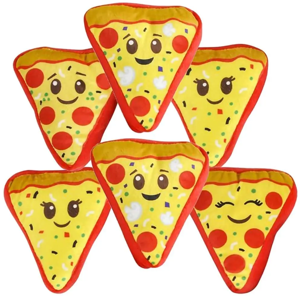 Mini Plush Pizza Toys for Kids, Set of 6, Soft and Cuddly Soft Stuffed Toys in Assorted Designs, Plush Party Favors for Kids, Cute Pizza Party Decorations, 4.5"