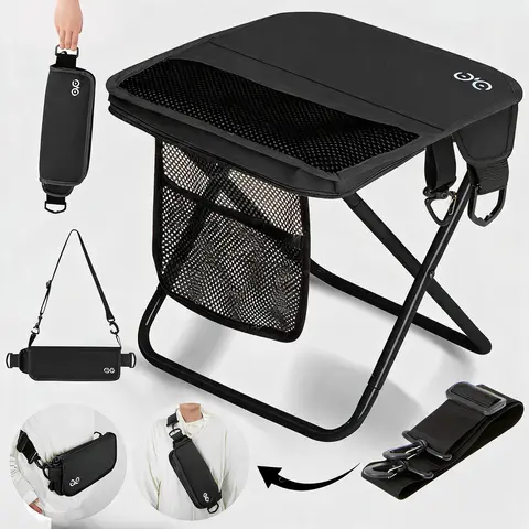 Camdoor Portable Folding Camping Chair with Shoulder Strap, Lightweight 1.5lbs Heavy Duty Camp Seat (Supports Up to 400 lbs) for Line Waiting, Camping, Fishing, Hiking, and Other Outdoor Activities