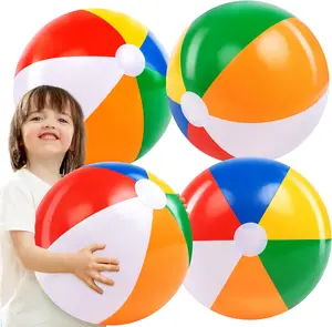 4-Pack 20" Beach Balls - Large Rainbow Beach Ball Inflatable Pool Toys for Party Supplies Decorations, Adults Kids Birthday Luau Summer Beach Water Games Beachball Party Favors