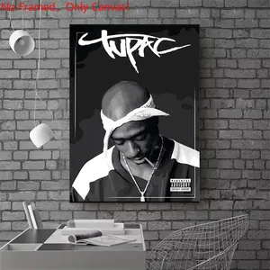 1 piece/set frameless canvas painting print poster, Artwork, Popular hip-hop culture realism art, Tupac Shakur, a gift for Rap Music lovers, ideal for bedroom, living room, kitchen, wall decor