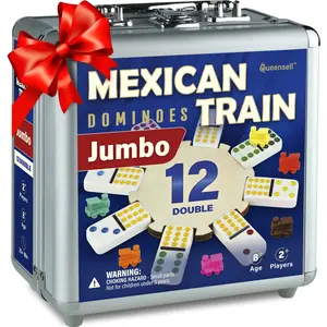Mexican Train Dominoes Set Double 12 – Jumbo Dominoes Set for Adults and Kids