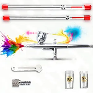 131 Spray Gun Set Dual Action Gravity Feed Sprayer with 0.2/0.3/0.5mm Nozzles and Needles for Painting Modeling Cake Decoration Makeup Nails Crafts