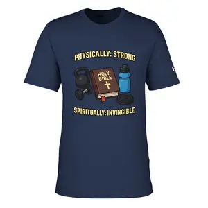 Spiritually Invincible Christian Funny Gym Men's Athletic Crewneck T-Shirt Under Armour, For Bodybuilding, Weightlifting, Workout, Meme, Humor, For Men