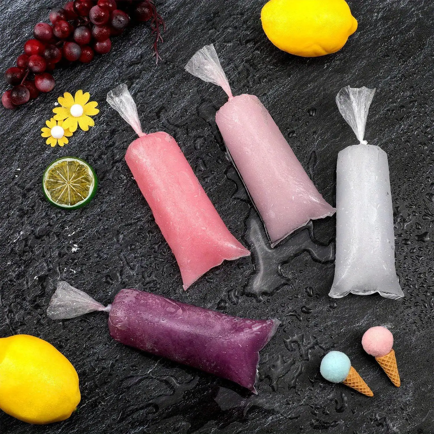 Kitchen Gadgets Ice Lolly Bag, Disposable Ice Cream Mold Bag, Clear Ice Candy Bag for Making Ice Cream Yogurt