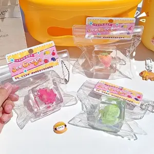 Ice Cube & Fruit Squishy Kids' Doll Keychain - Booger-Shaped Stress-Relief Toy, Slow Rebound Must-Have