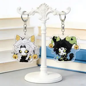 Dark Circus 5cm Layered Acrylic Keychain | Verdant Jester & Noble Pierrot | Clowncore Bag Accessory | Oddcore Anime Charm