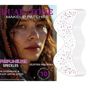 10 Pcs Dual-Tone Glitter Freckles, Double Colors Glitter Face Tattoo, Waterproof Face Sparkle, Long-Lasting 48h Freckles for Women