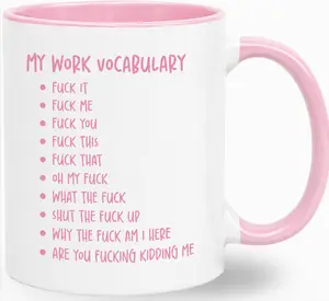 accentred My Work Vocabulary Coffee Mug - Funny Coworker Birthday Gift Idea for Him or Her – Present for Boss Employer Bestfriend - Sarcastic Gag Going Away Farewell for Men Women - 11 oz Cup Novelty Drinkware