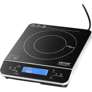 TikTokShopBlackFridayVEVOR Portable Electric Cooktop, 1800W Induction Burner with 9 Temp Settings, Countertop Hot Plate with 4H Timer, 24H Reservation, Child Lock, Easy to Clean
