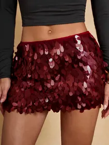 Women's Sequin Short Skirt, Sexy Glamorous Style, High Waist Slimming Design, Suitable for Young Women, Nightclubs, Parties