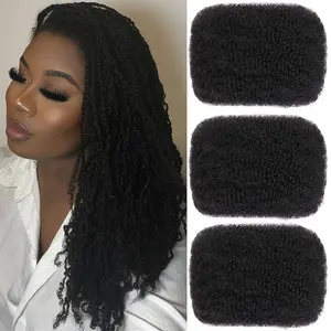 20 Inch 150g 3 Bundles Natural Black Afro Kinky Curly Braiding Bulk Hair For Mini Braiding Twists Afro Kinkys Bulk Synthetic Hair For Micro Spring Twist，Dreadlock Extensions Repair Locs50g/pack