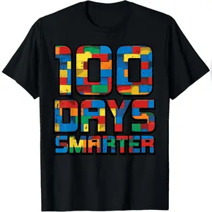 100 Days Of School Smarter Bricks 100th Day Blocks T-Shirt Comfy Everyday T-Shirt
