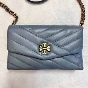 Tory Burch Kira Chevron Crossbody Chain Wallet for Women COLOR BABY BLUE !