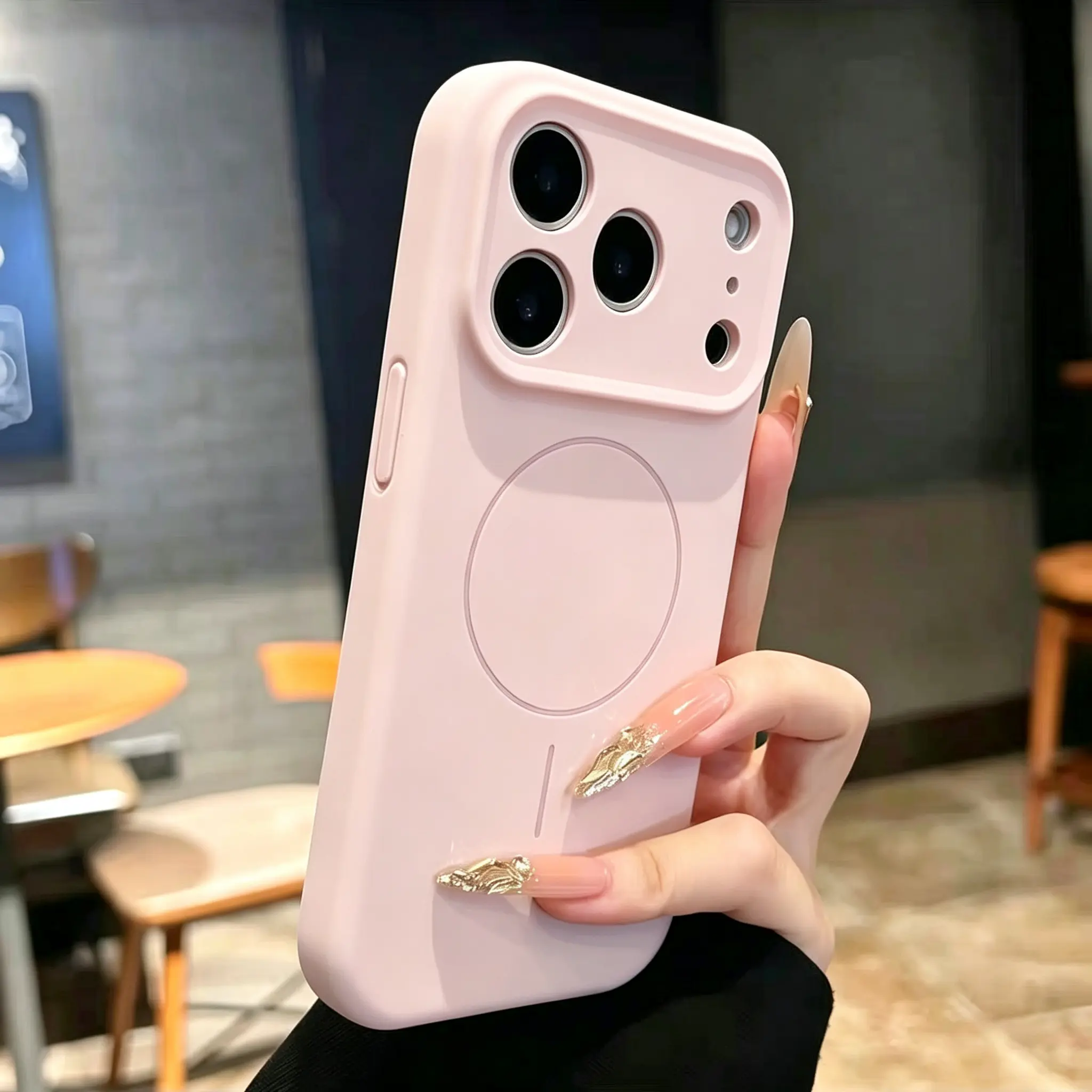 Luxury Liquid Silicone, Matte Frosted,Shockproof, Camera Lens Protection, Compatible with MagSafe for iPhone 17/16/15/14/13 Pro Max Cover HL