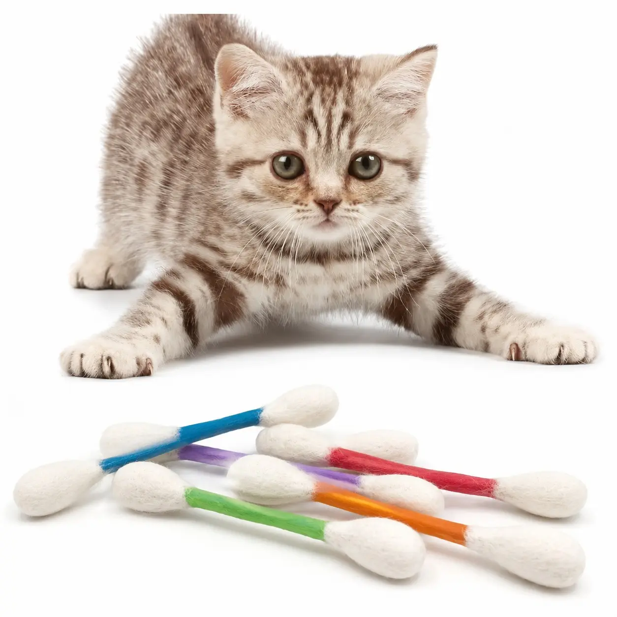 6-Piece Cat Chew Toy Set for Kittens, 2026 New Catnip Cotton Swab Sticks, Durable Interactive Plush Kick Toys