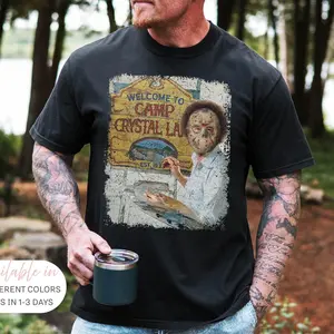 Funny Halloween Unisex T-shirt, Horror movie Shirt, Camp crystal Lake Tee, Bob Ross Halloween Shirt, Couples Halloween shirts, Spooky season 4F